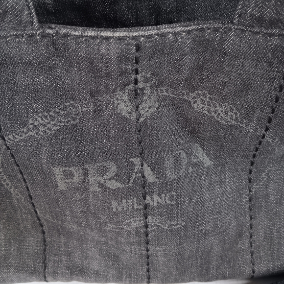 SOLD ‼️PRADA Canapa EUC Denim Black Mini Tote w/Strap - Picture 7 of 17